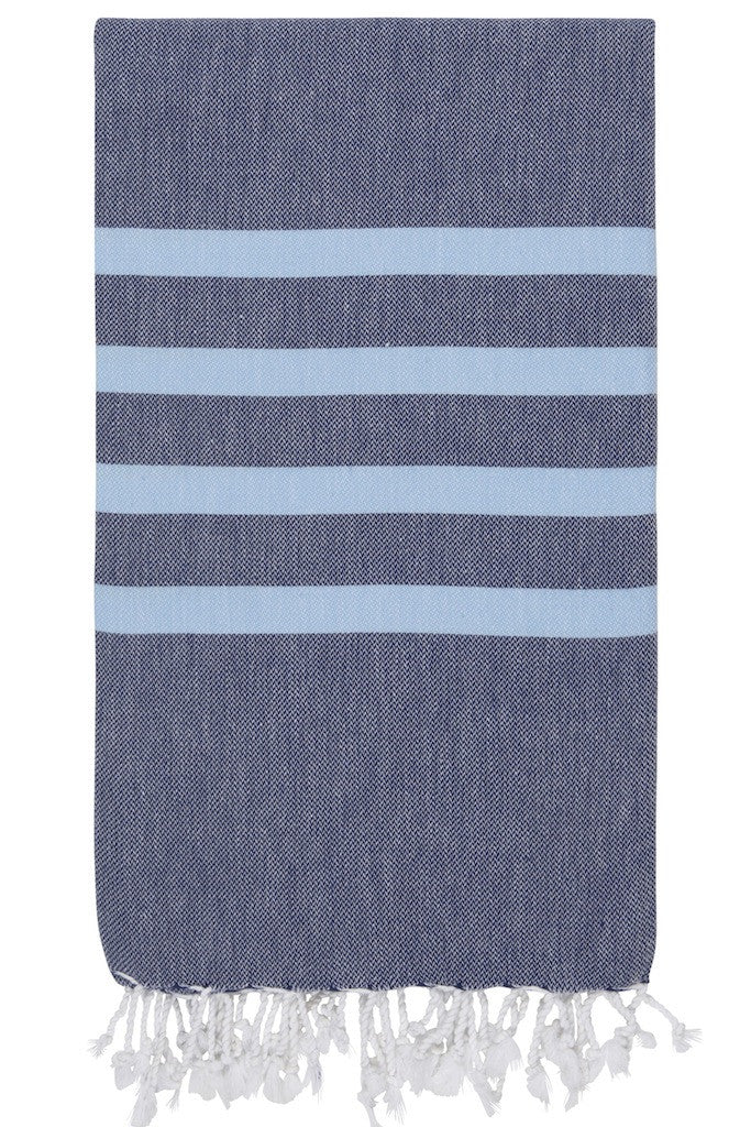 felix hammam towel navy forget me not design detail